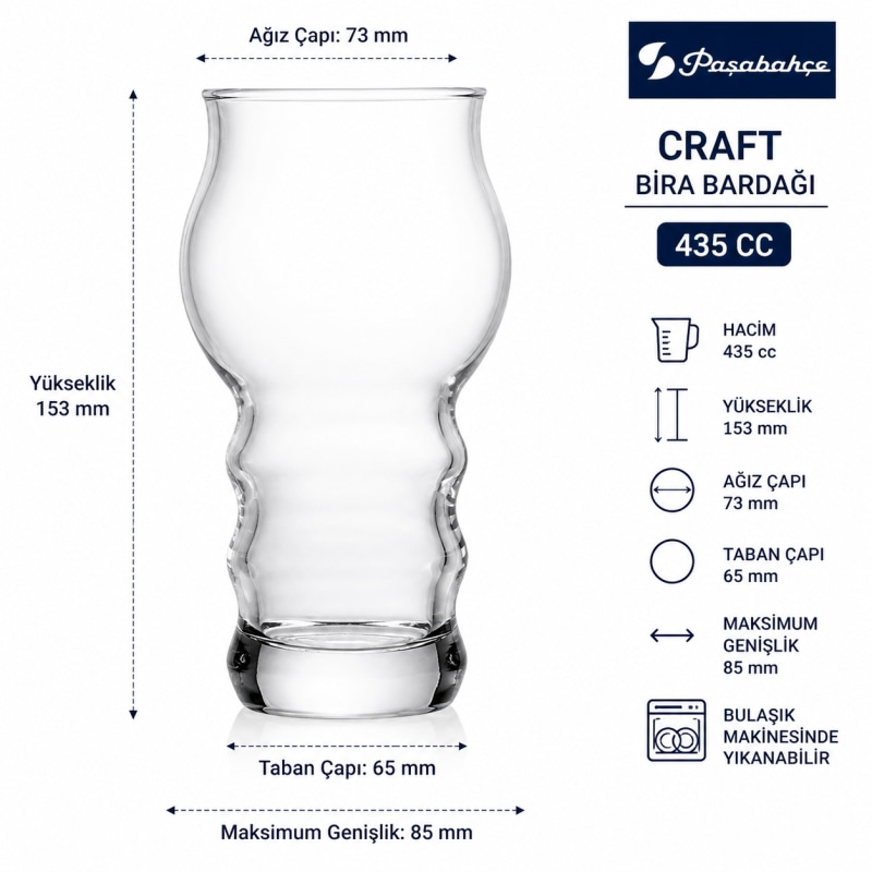 Paşabahçe Craft Lager 420685 4’lü Bira Bardağı Seti 435 cc