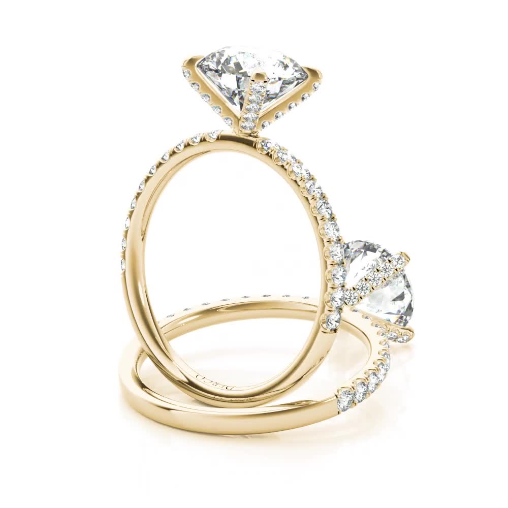 14k yellow gold diamond prong engagement ring with round shape diamond