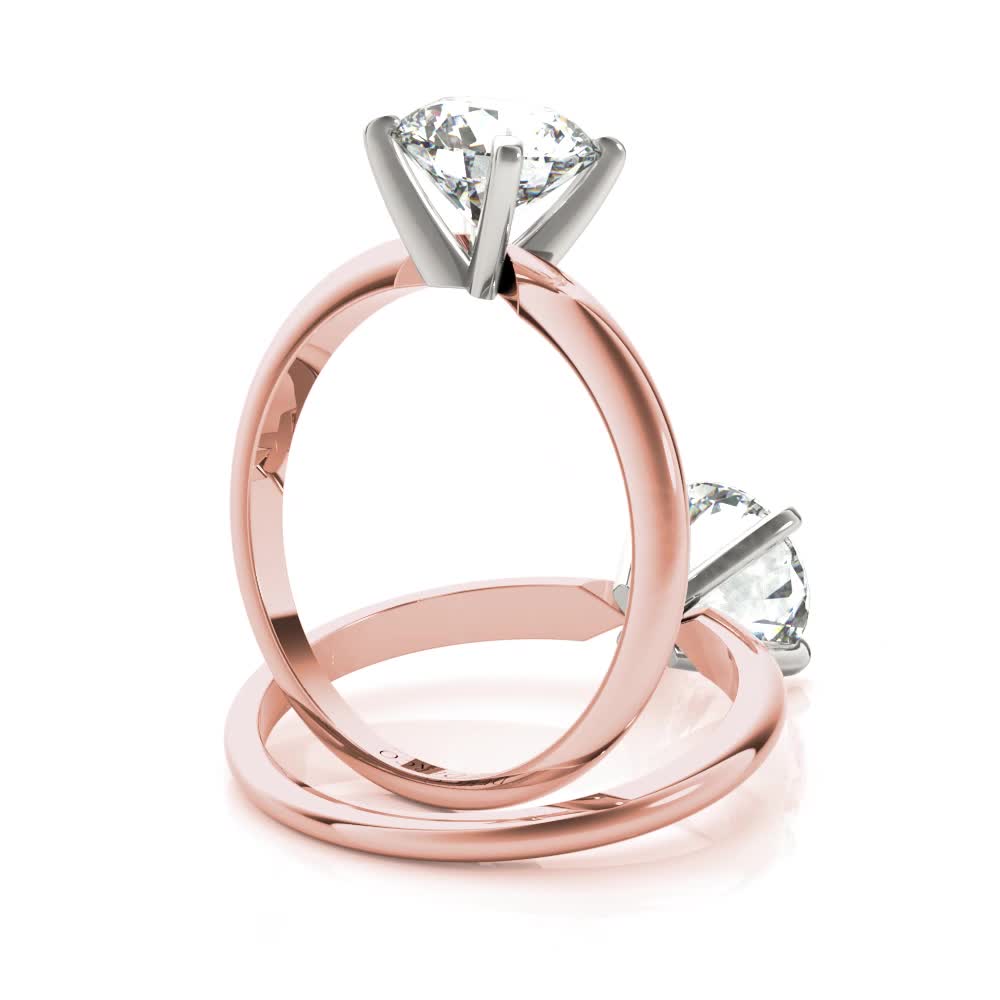 14k rose gold solitaire 4 prong engagement ring with round shape diamond