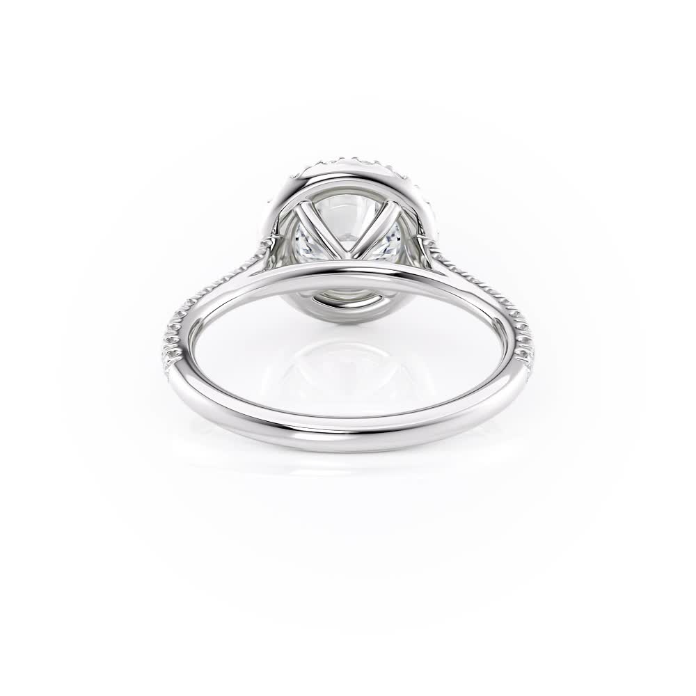 platinum halo engagement ring with round shape diamond