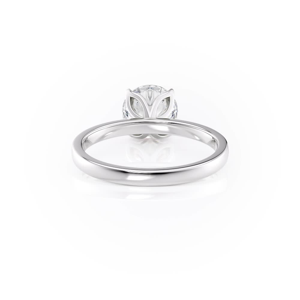 18k white gold tulip solitaire engagement ring with round shape diamond