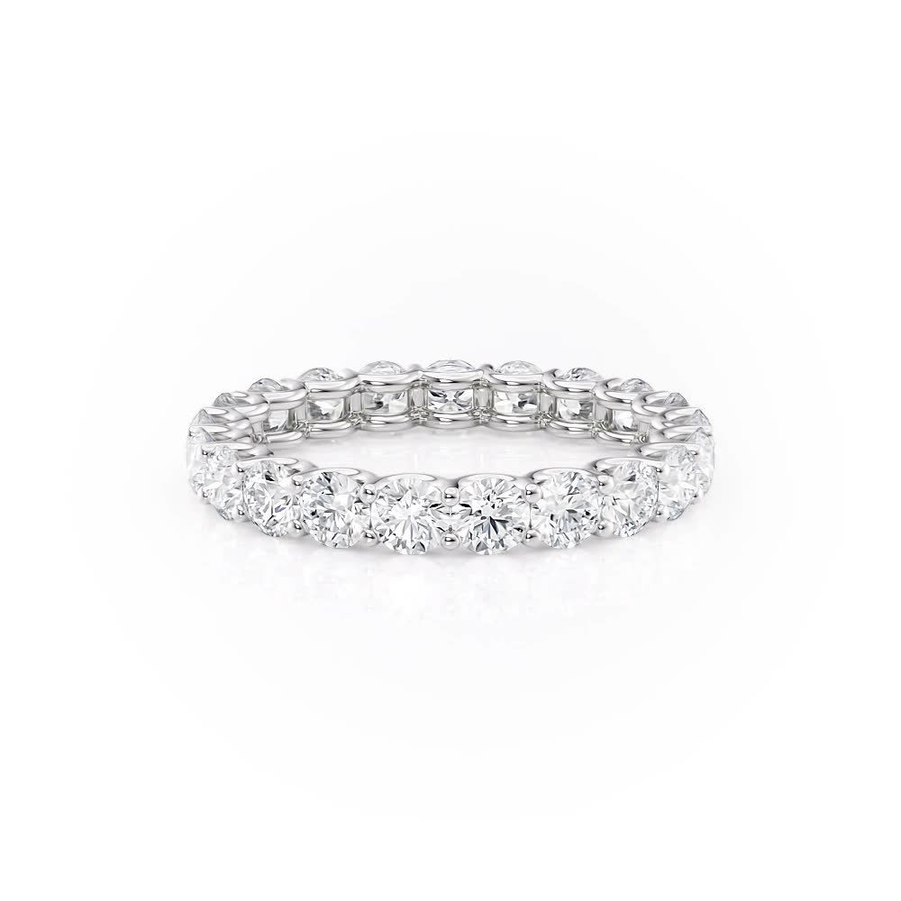 14K white gold eternity shared prong U Lab band