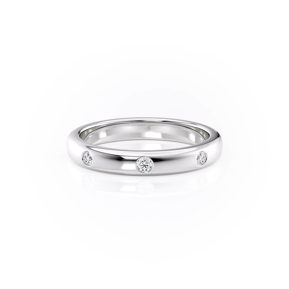 18k White Gold Flush Set Diamond Wedding Band
