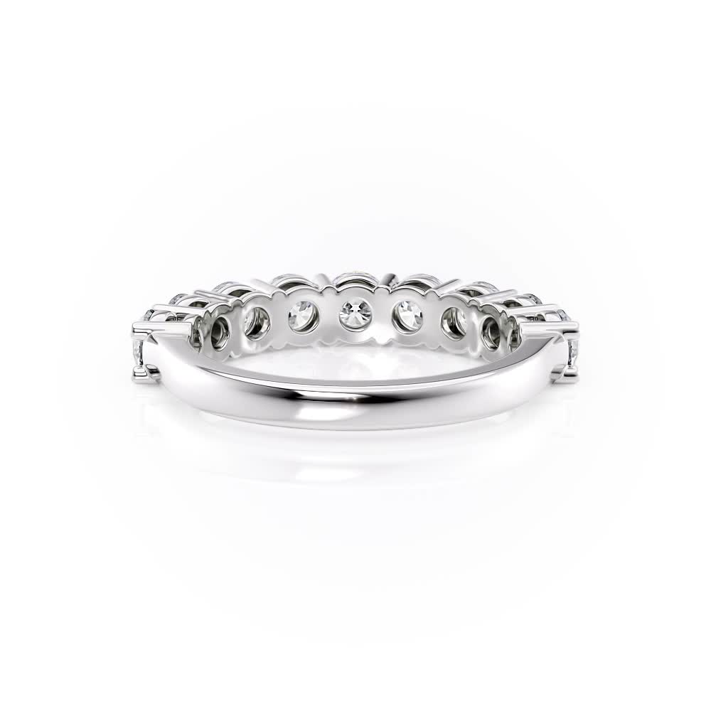 18K White Gold Round 9 Diamonds Shared Prong Band (1.65 CTW)