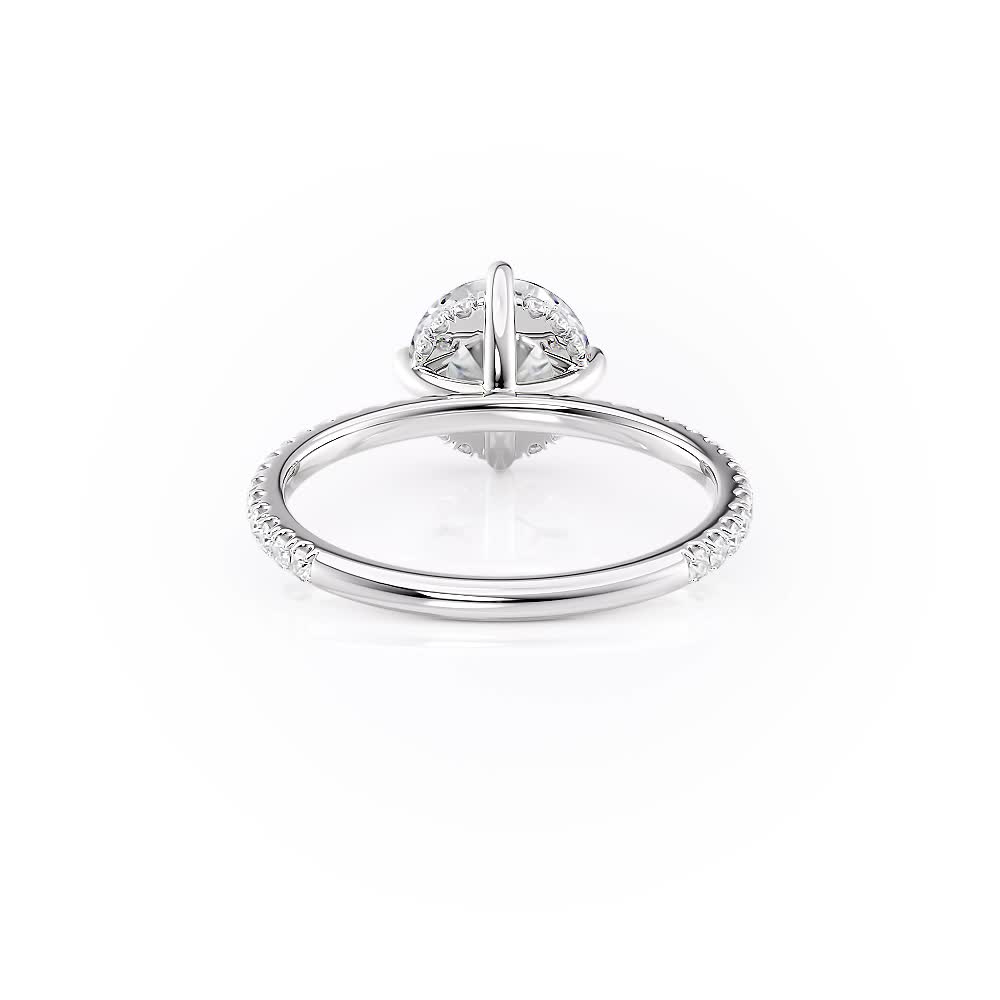 platinum compass hidden halo ring with round shape diamond