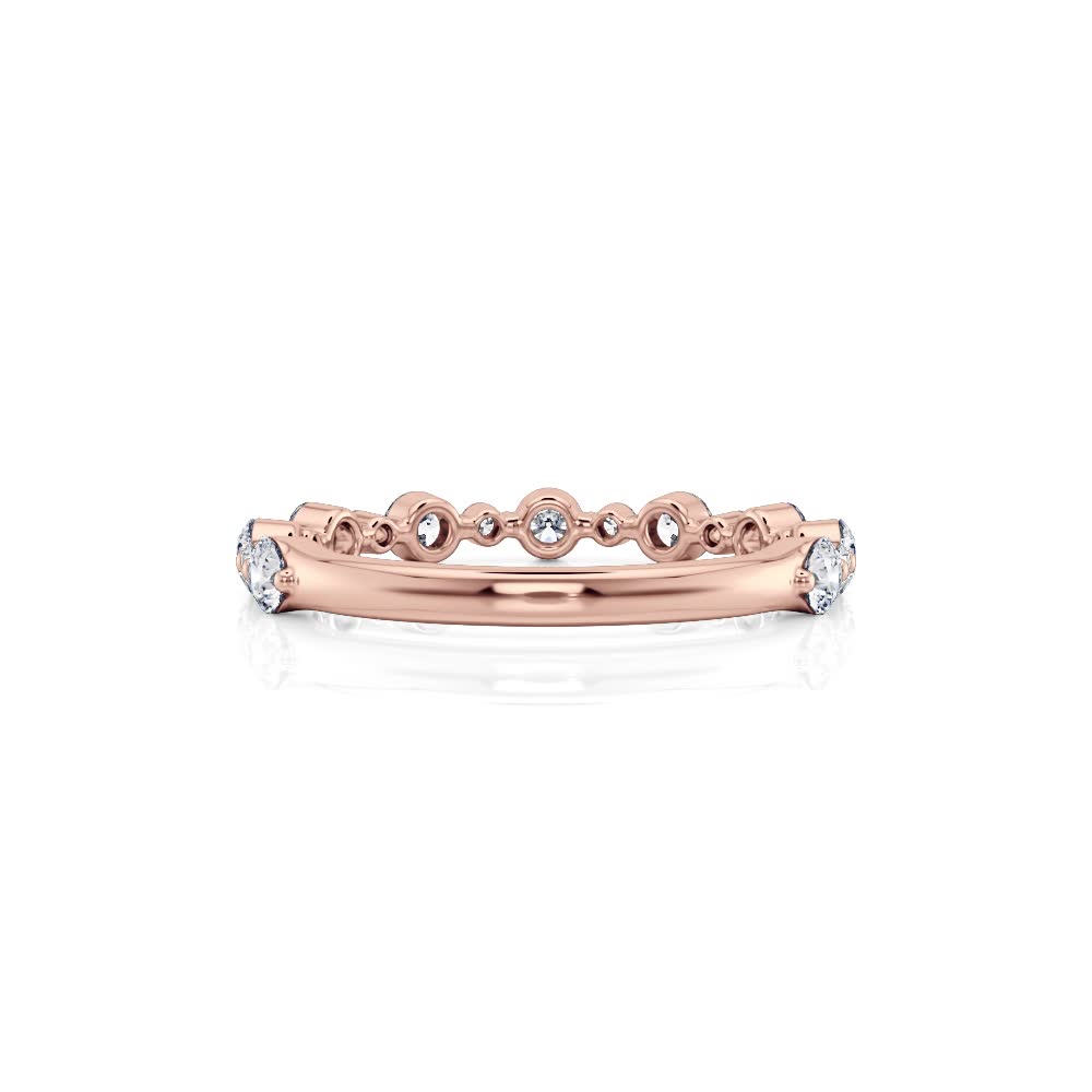 14k Rose Gold Alternating Big Small Diamond Wedding Band