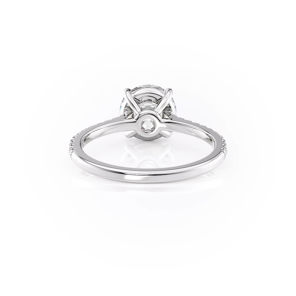 platinum gold petite cathedral engagement ring with round shape diamond