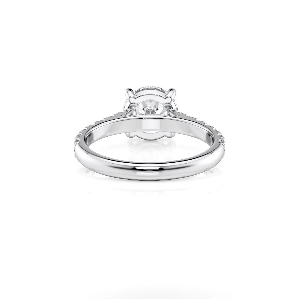 18k white gold natural floating cathedral engagement ring with round shape diamond