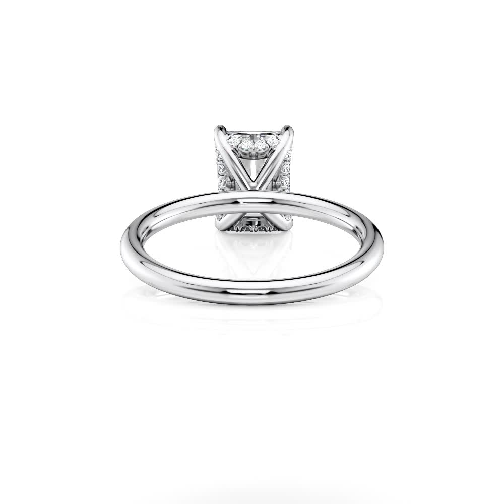 platinum lab curved hidden halo radiant solitaire engagement ring with radiant shape diamond
