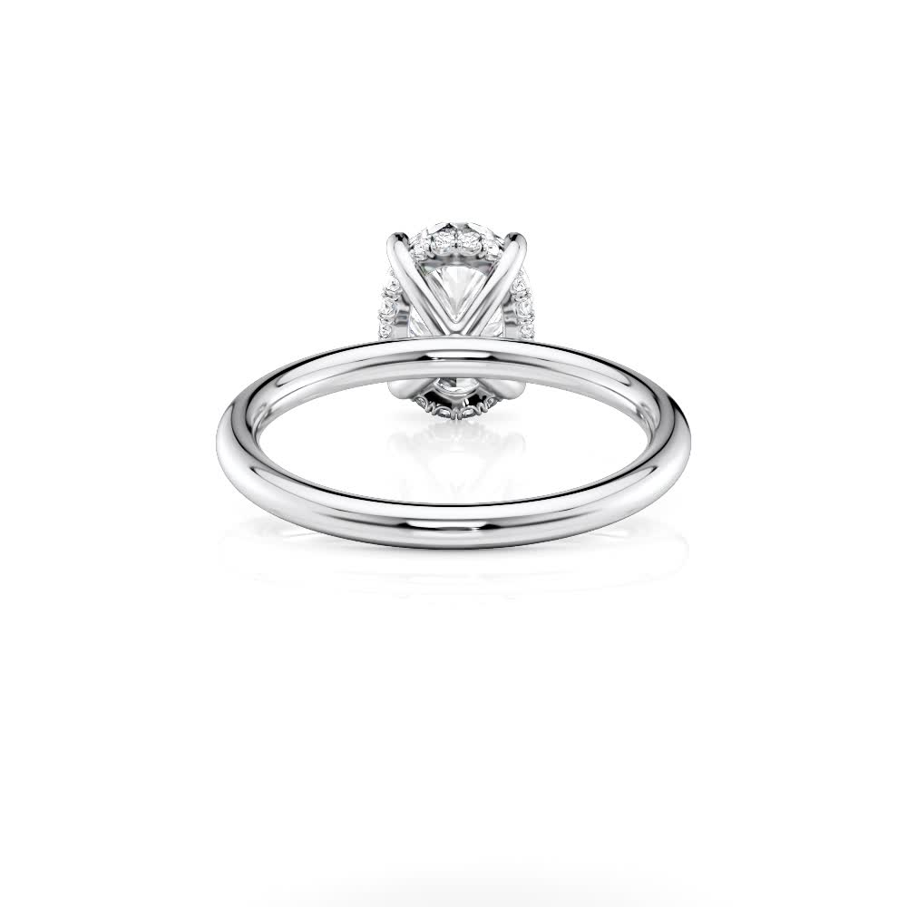 14k white gold lab curved hidden halo oval solitaire engagement ring with oval shape diamond