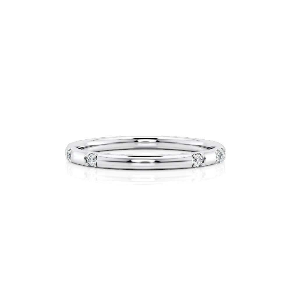 14k White Gold Sporadically Set Natural Diamond Wedding Band (0.14CTW)