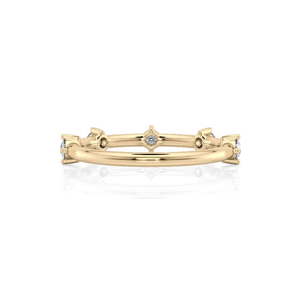 14k Yellow Gold Compass Spaced Round Natural Diamond Wedding Band (0.28CTW)