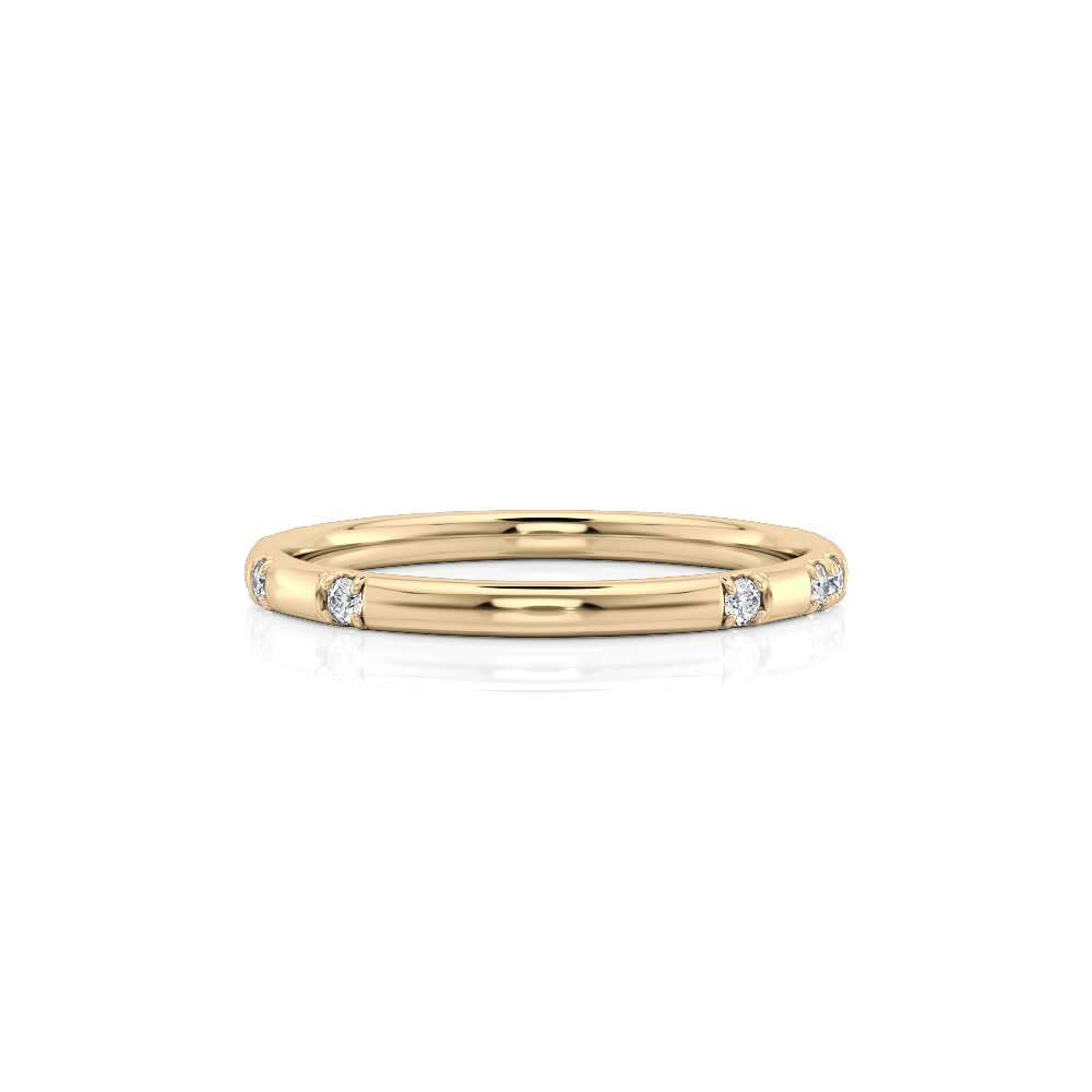 14k Yellow Gold Sporadically Set Lab Diamond Wedding Band (0.14CTW)