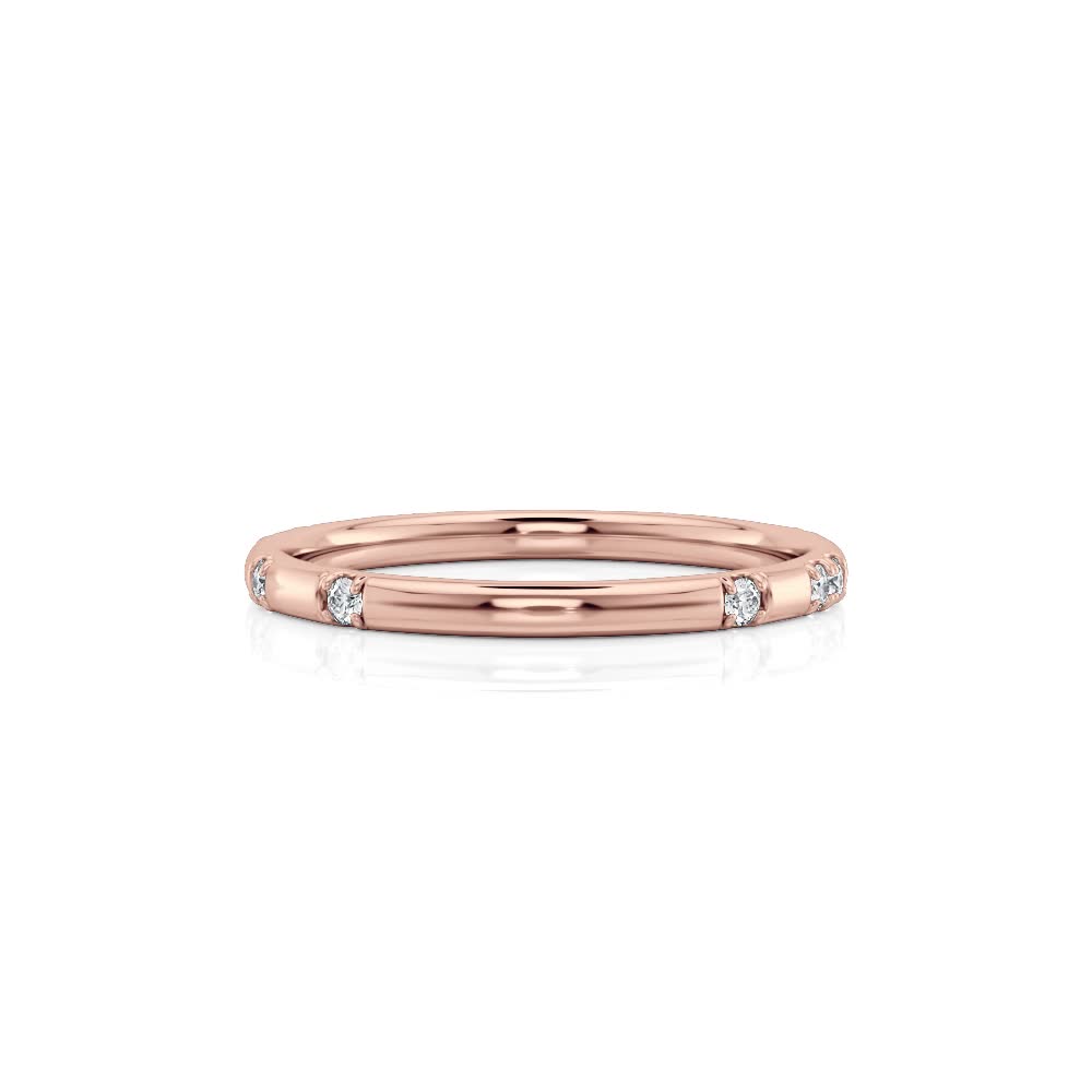 14k Rose Gold Sporadically Set Natural Diamond Wedding Band (0.14CTW)