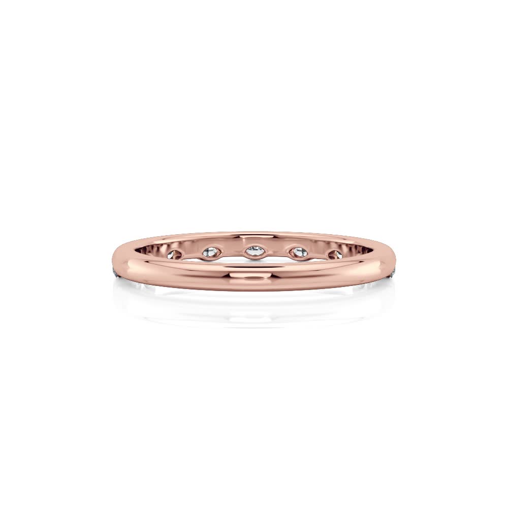 14k Rose Gold East/West Flush Set Marquise Natural Band