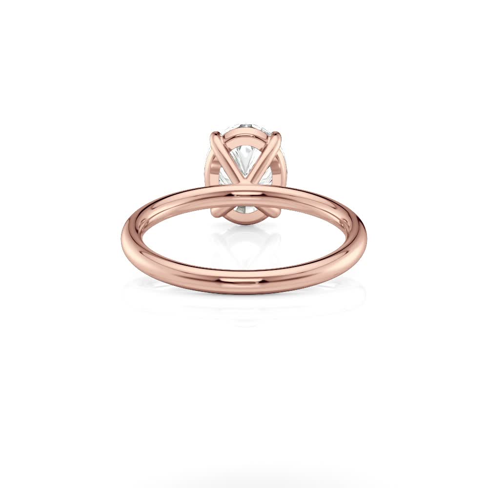 14k rose gold floating oval basket solitaire engagement ring with oval shape diamond