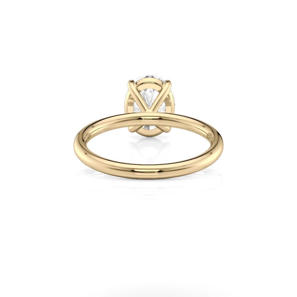 18k yellow gold floating oval basket solitaire engagement ring with oval shape diamond