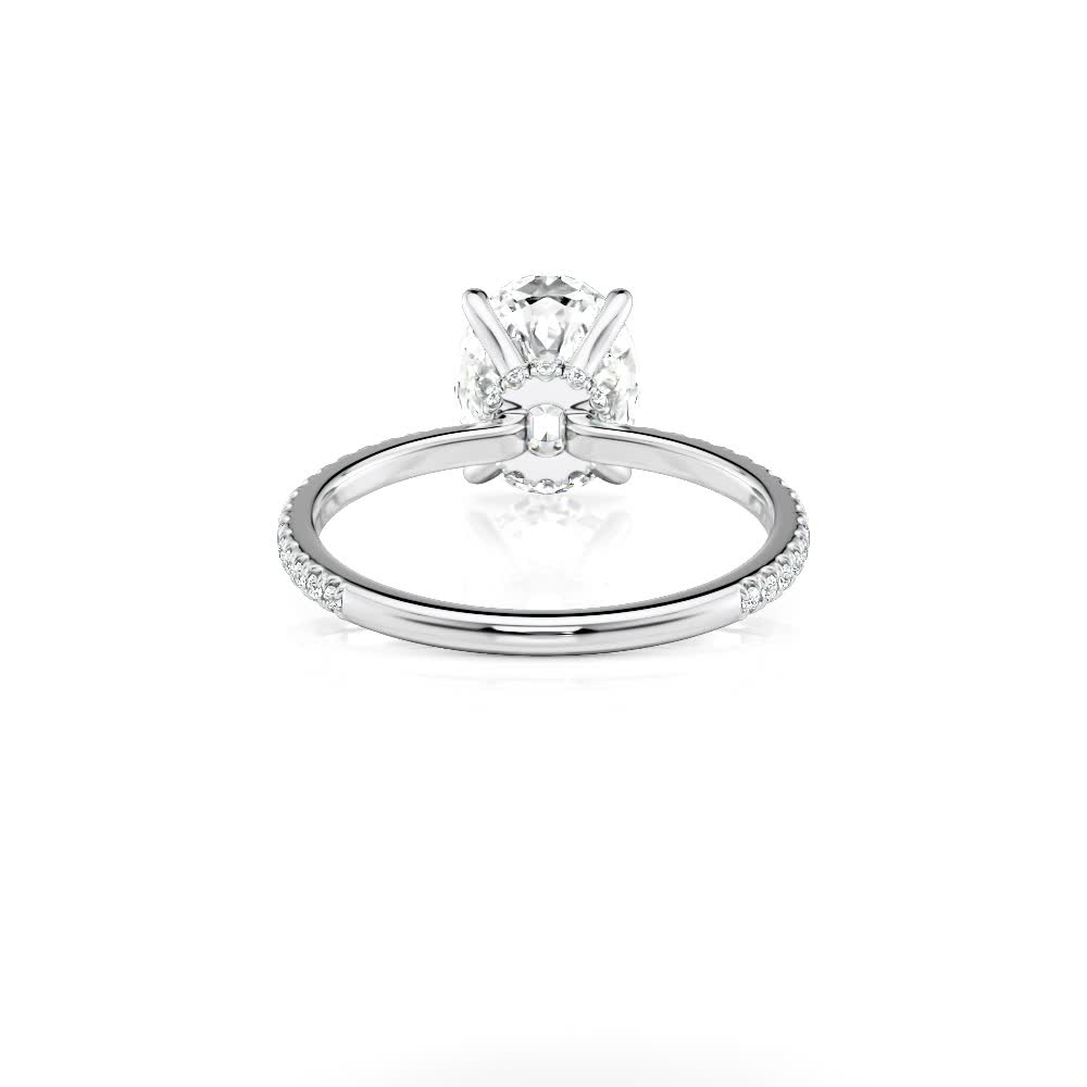 platinum natural petite low hidden halo oval engagement ring with oval shape diamond