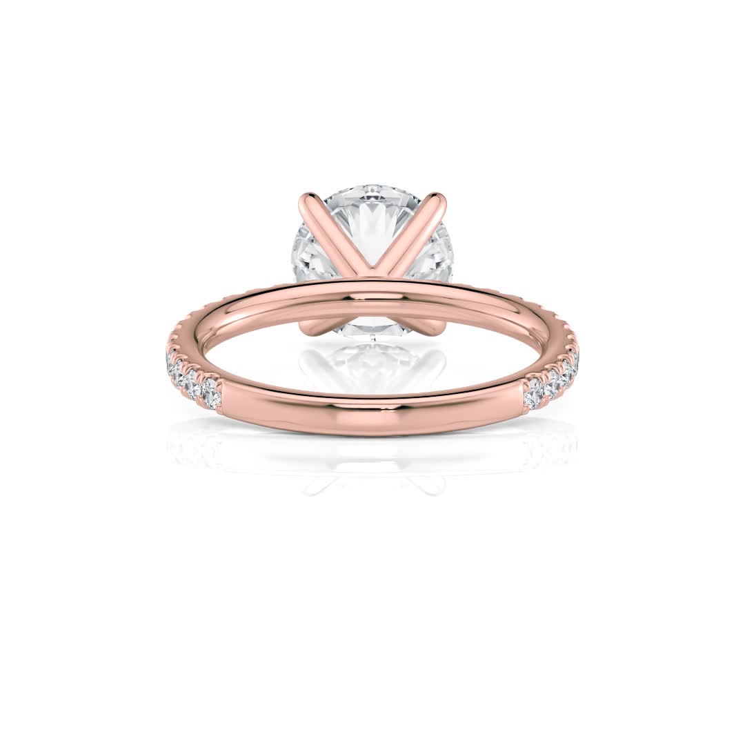 14k rose gold natural floating v prong engagement ring with round shape diamond