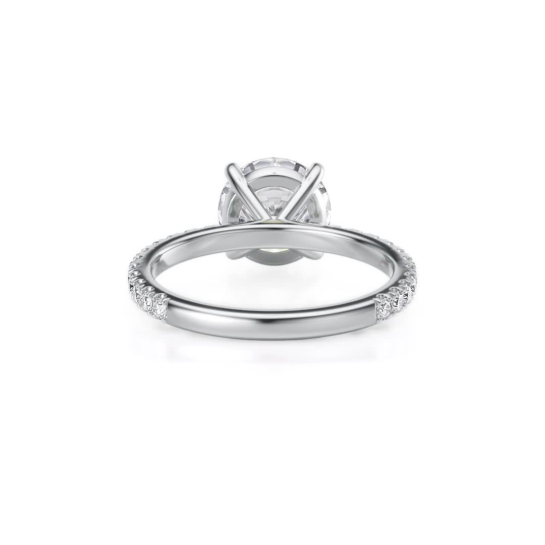 platinum natural floating basket engagement ring with round shape diamond