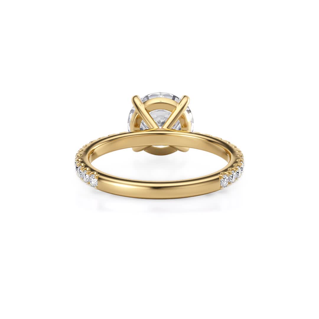 14k yellow gold natural floating basket engagement ring with round shape diamond