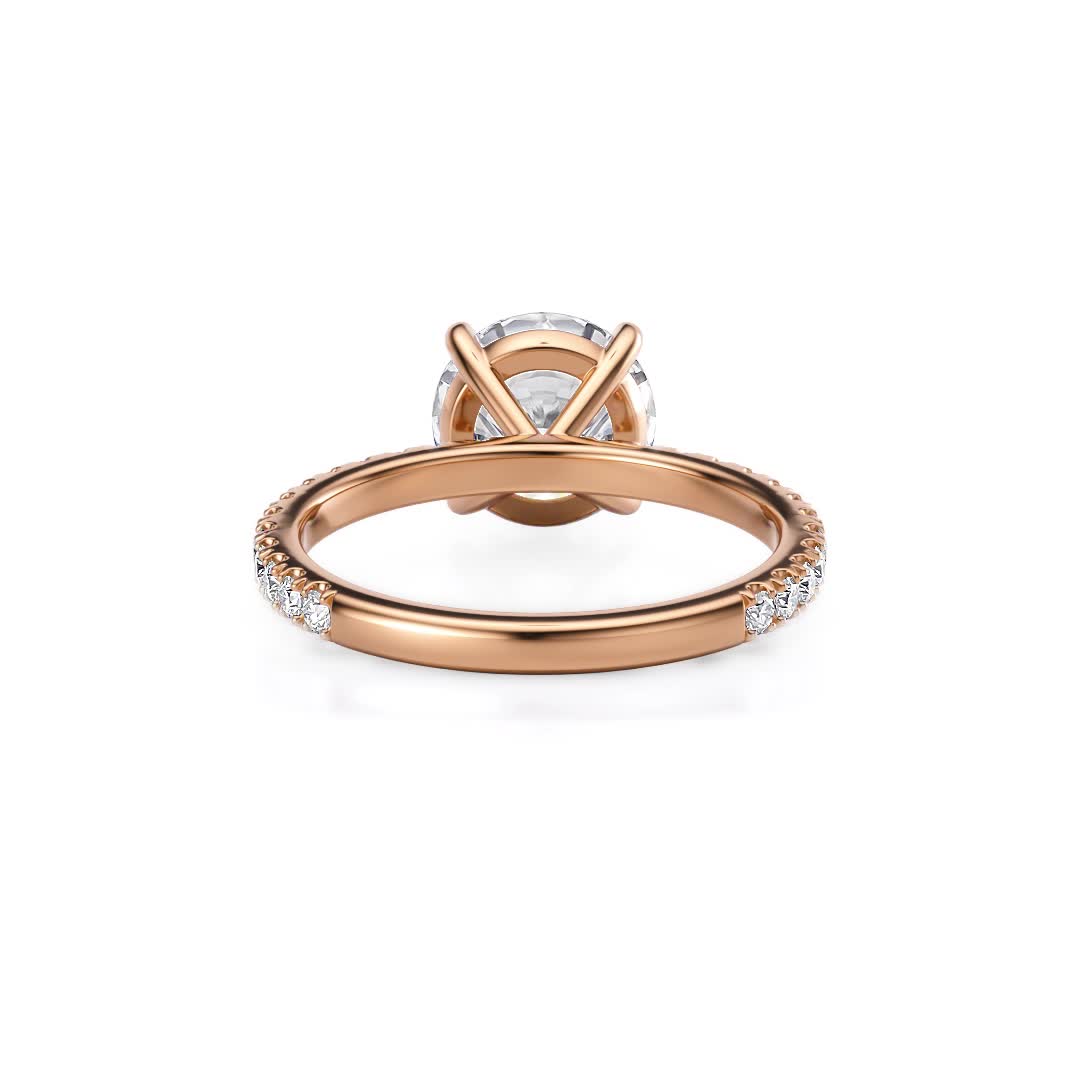 14k rose gold lab floating basket engagement ring with round shape diamond