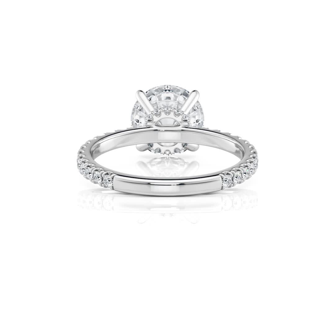 18k yellow gold natural choker hidden halo engagement ring with round shape diamond