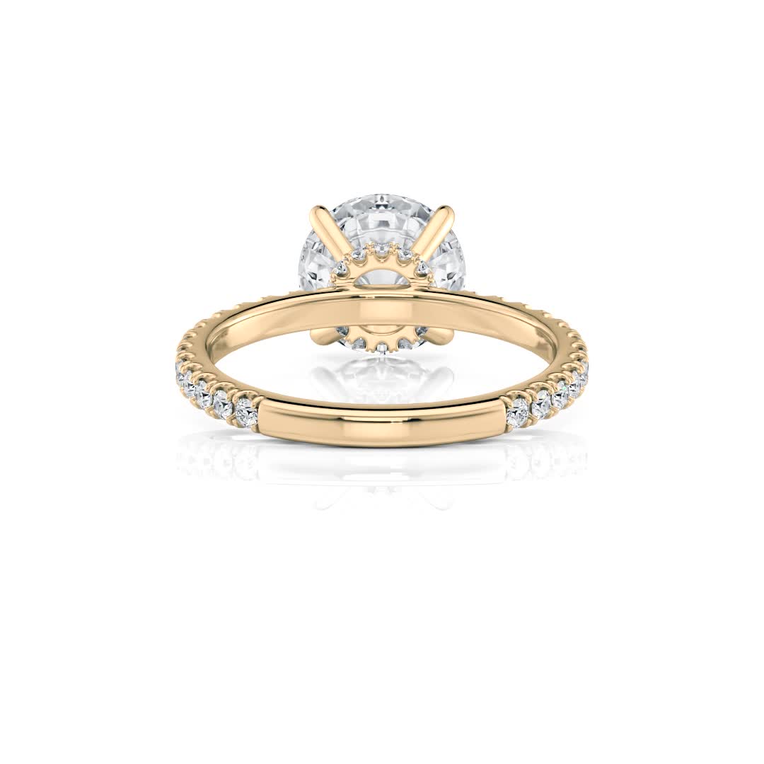 18k yellow gold lab choker hidden halo engagement ring with round shape diamond