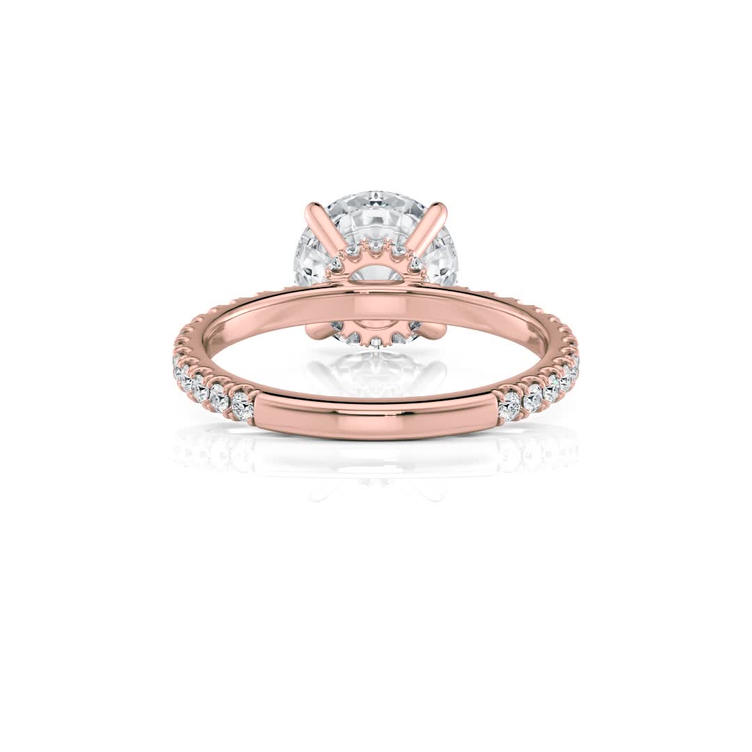14k rose gold lab choker hidden halo engagement ring with round shape diamond