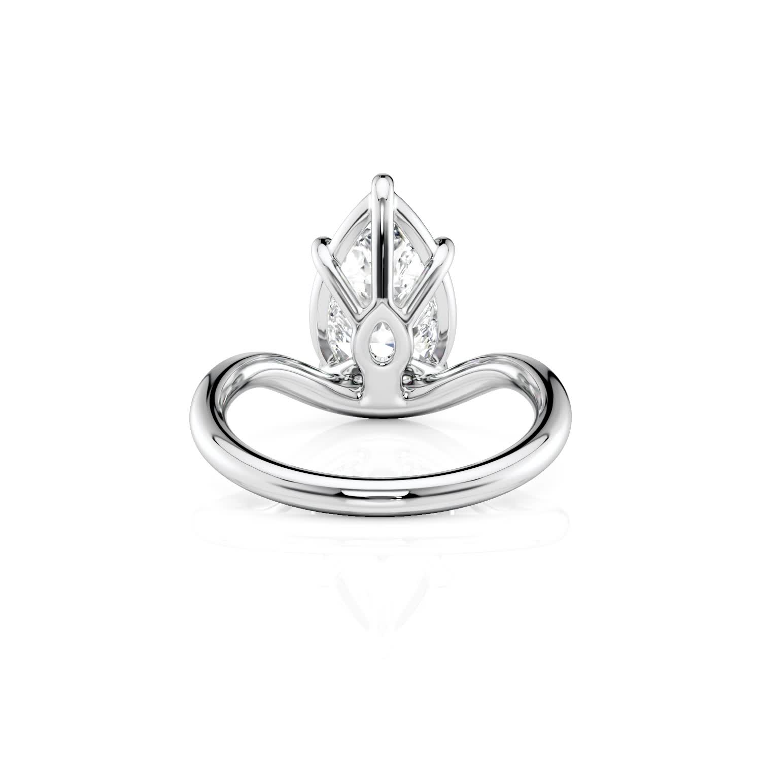 platinum curved pear solitaire ring with pear shape diamond