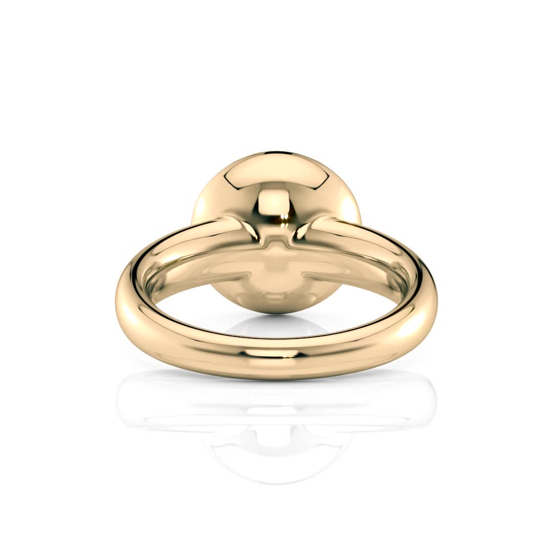 18k yellow gold bold 6 prong ring with round shape diamond