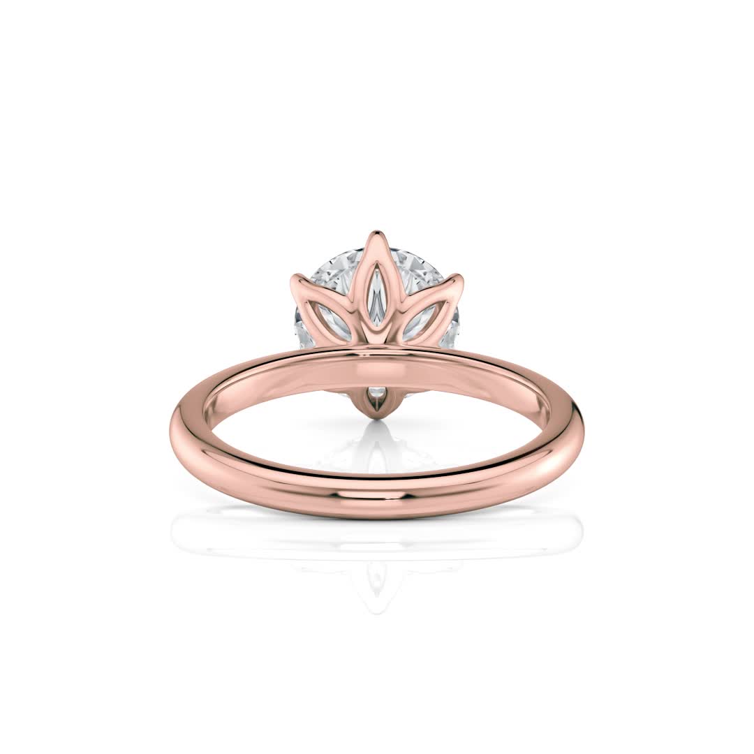 14k rose gold 6 prong tulip solitaire engagement ring with round shape diamond