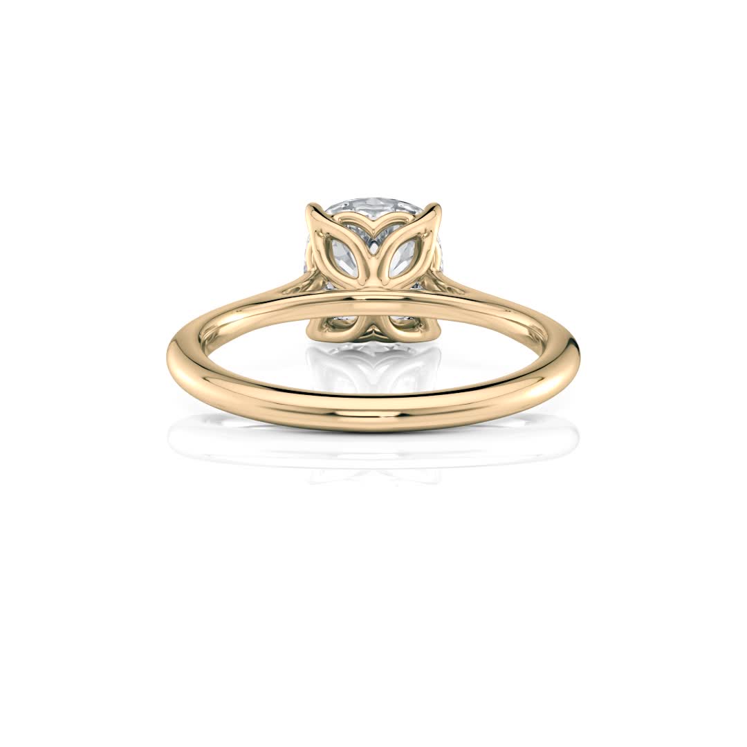 14k yellow gold cushion cathedral petal with cushion shape diamond