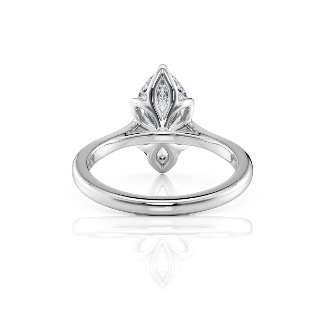 18k white gold cathedral tulip marquise solitaire with marquise shape diamond