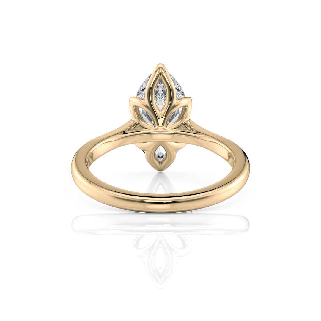 18k yellow gold cathedral tulip marquise solitaire with marquise shape diamond