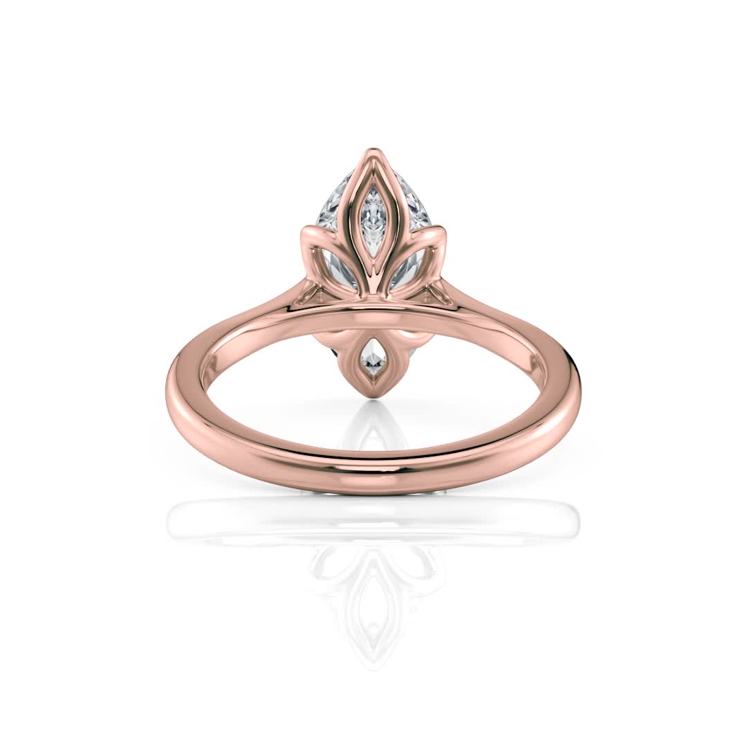 14k rose gold cathedral tulip marquise solitaire with marquise shape diamond