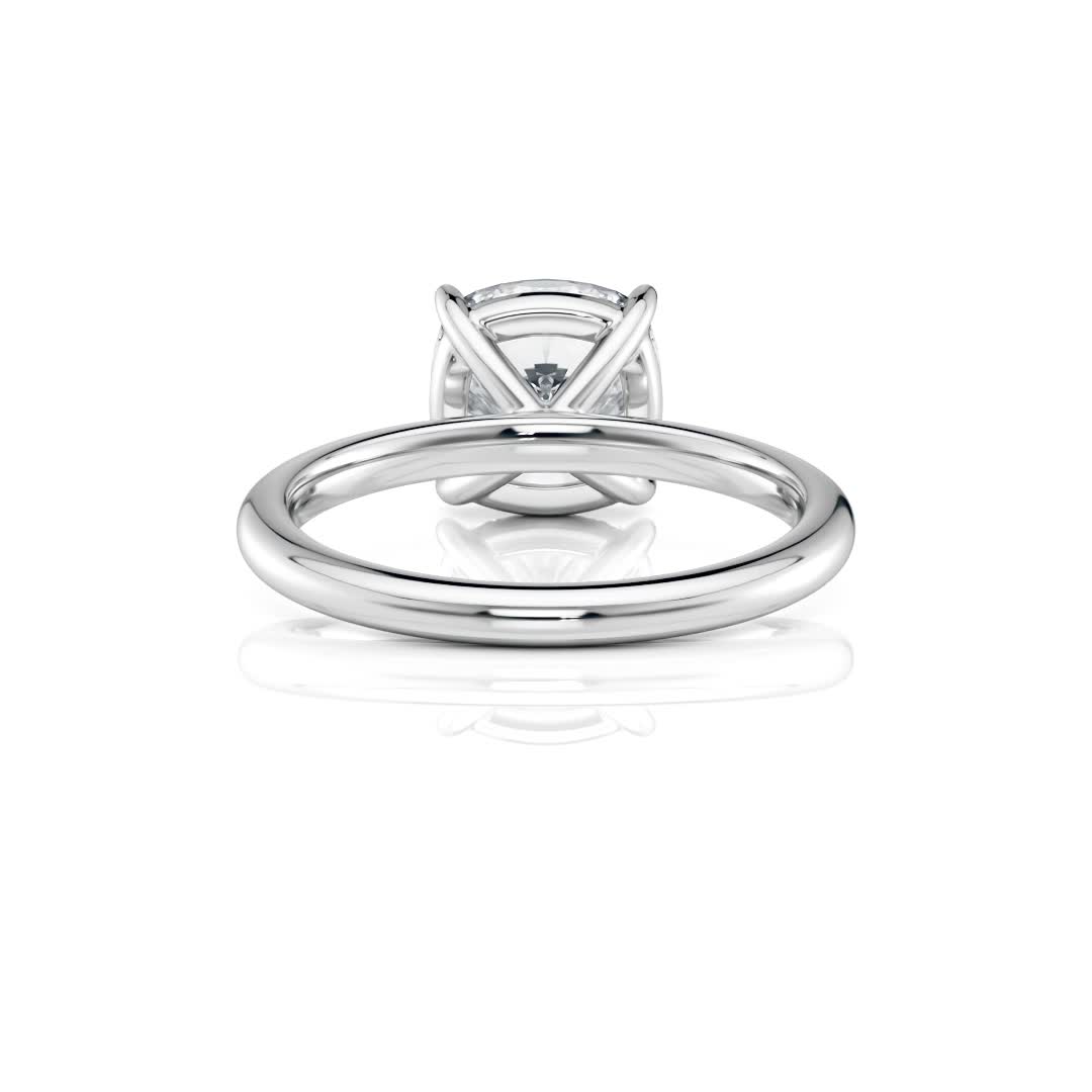 platinum floating basket cushion cut solitaire engagement ring with cushion shape diamond