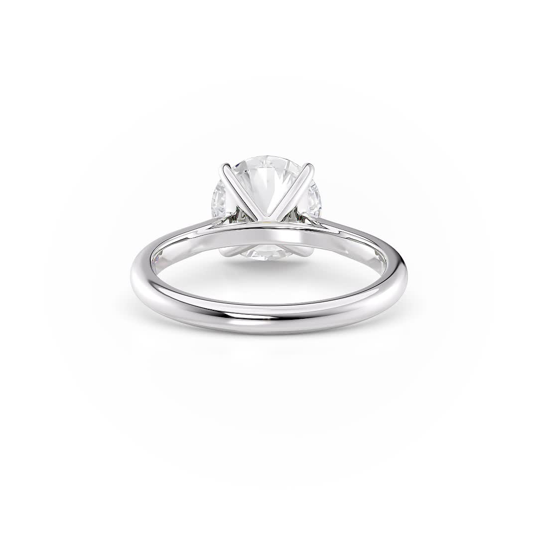 14k white gold tapered cathedral solitaire with open gallery with round shape diamond