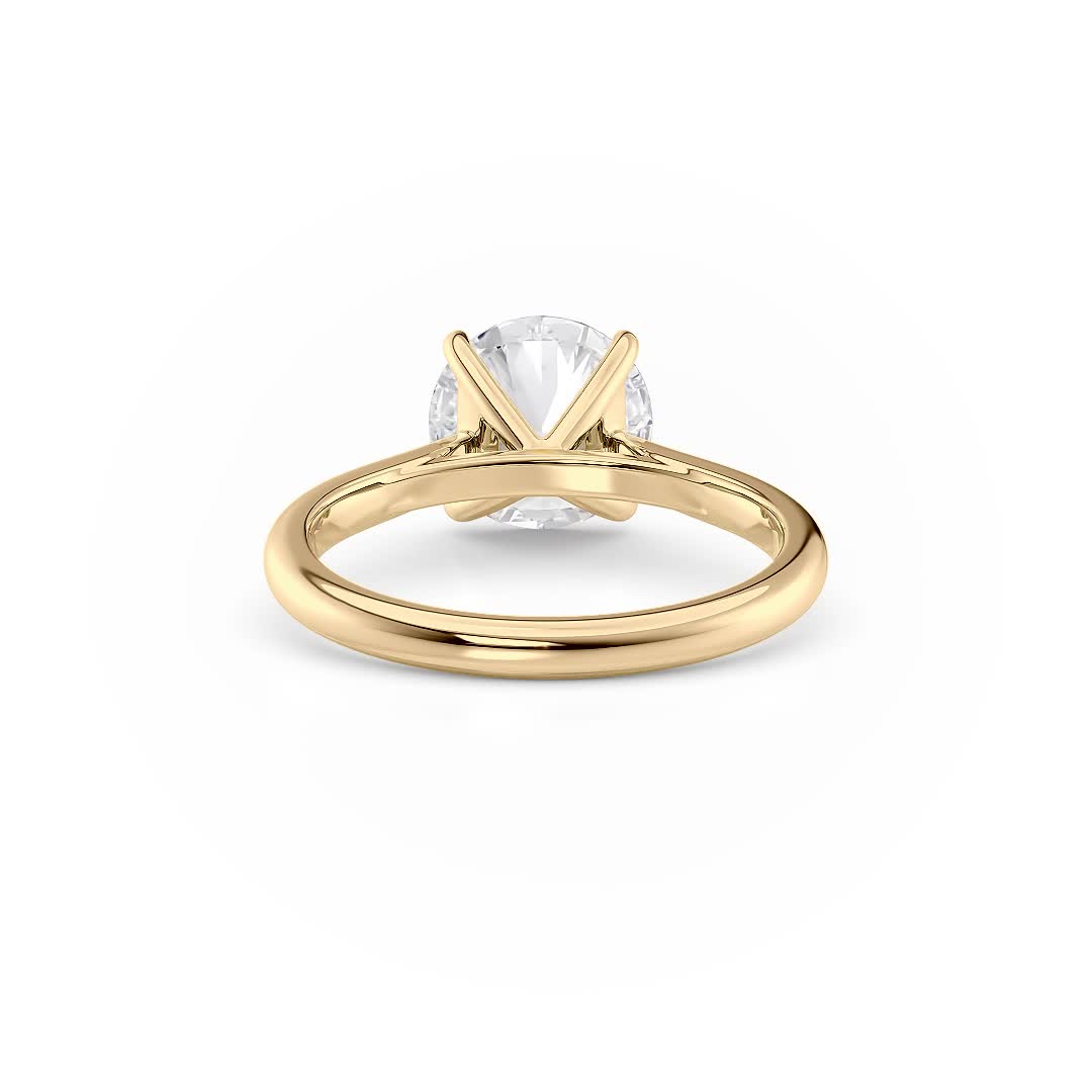 14k yellow gold tapered cathedral solitaire with open gallery with round shape diamond