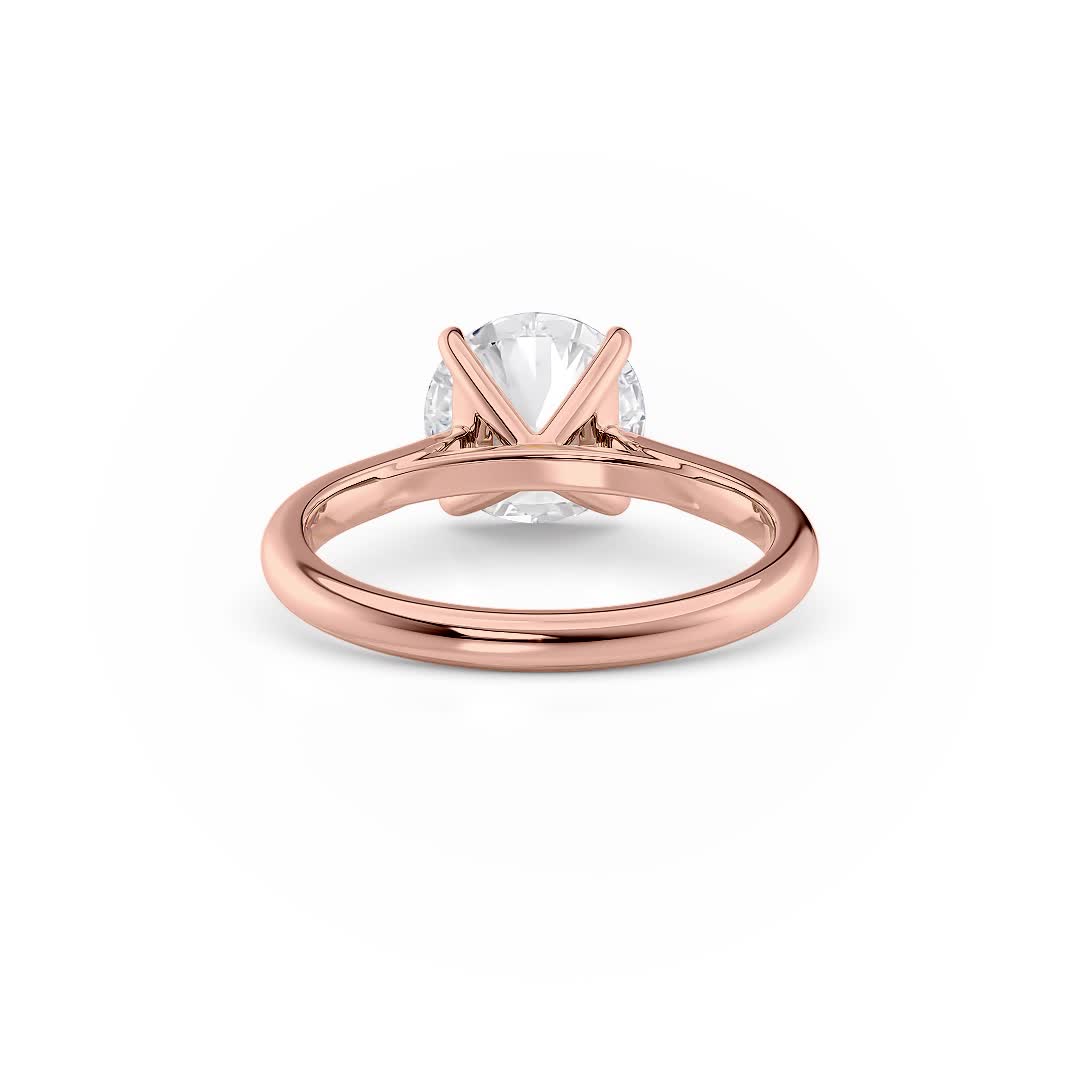 14k rose gold tapered cathedral solitaire with open gallery with round shape diamond