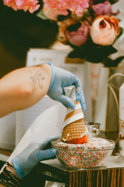 Detail of Ice Cream at Evangelou: The Cold Delight with the Aroma of Freshness