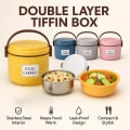 Double Layer Tiffin Box | Stainless Steel Insulated Food Carrier thumbnail 1