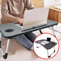 Portable Wooden Laptop Table | Foldable Bed Tray Desk with Cup Holder thumbnail 1