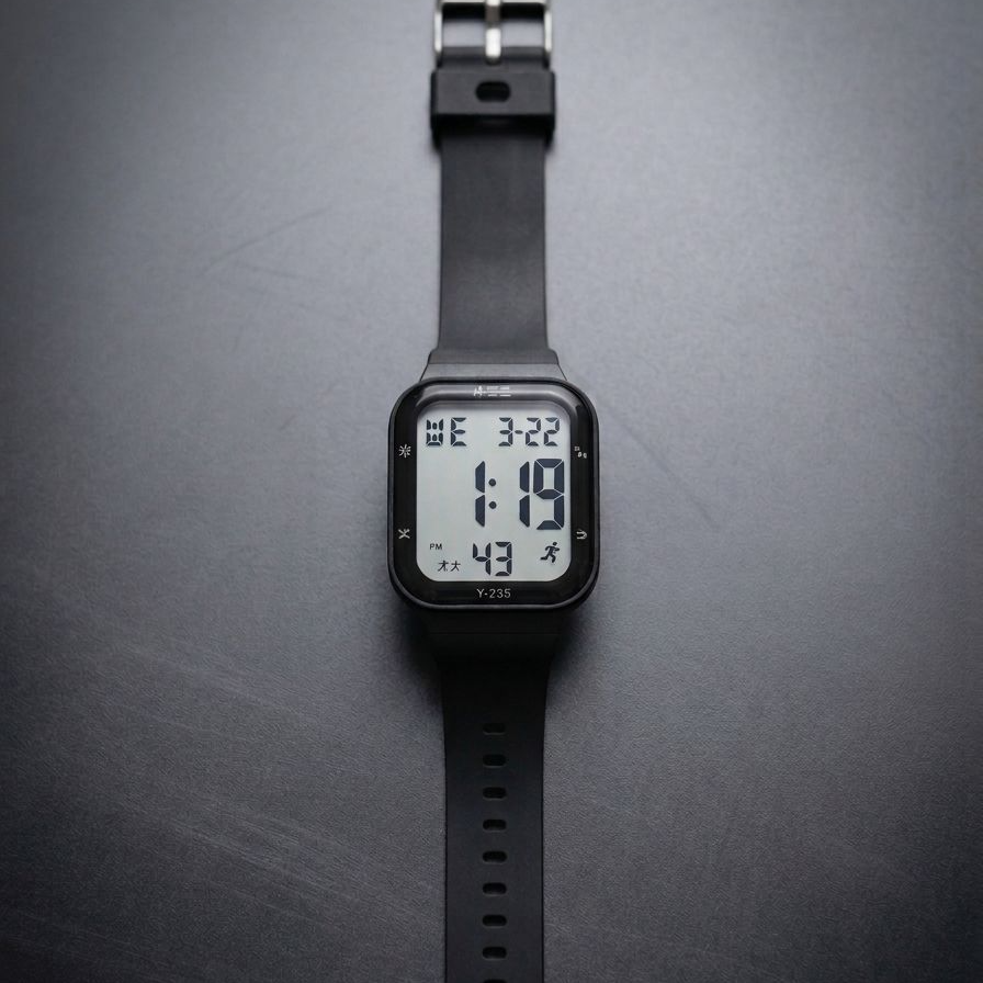 Apex Minimalist Digital Sports Watch with LED Display & Stopwatch - Black