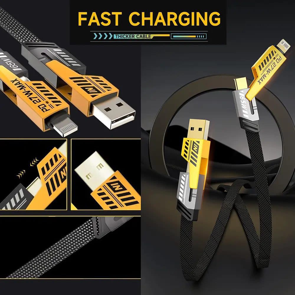 4-in-1 Convertible USB Fast Charging Cable Type A to C