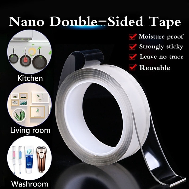 Transparent Silicone Double Sided Nano Tape - 5 Meter Heavy Duty Reusable Adhesive Tape