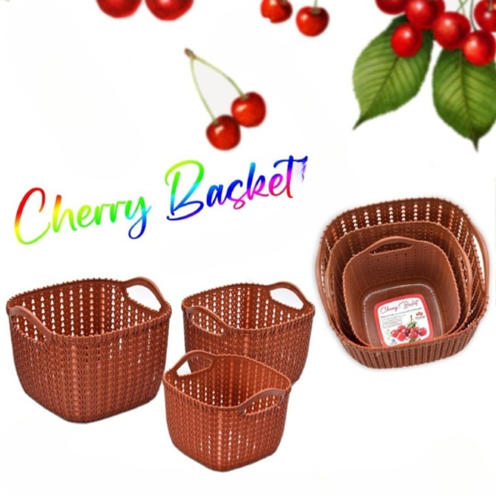 Pack Of 3 Cherry Basket Kitchen Storage & Fruit Holder