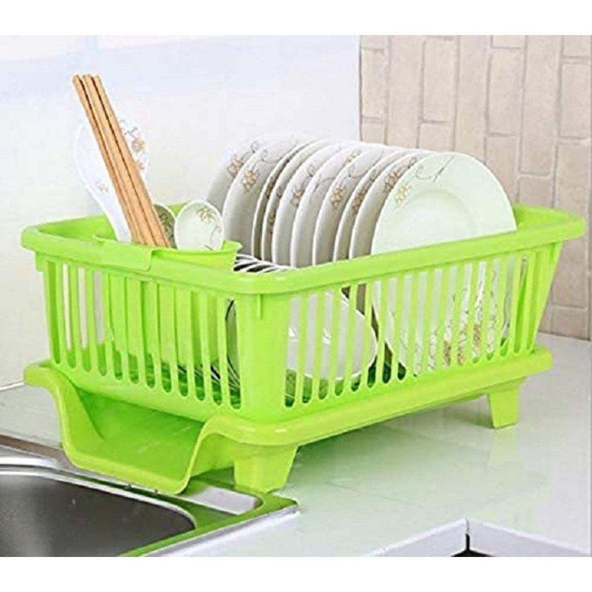Kitchen Plate Dish Rack with Water Drainer Tray