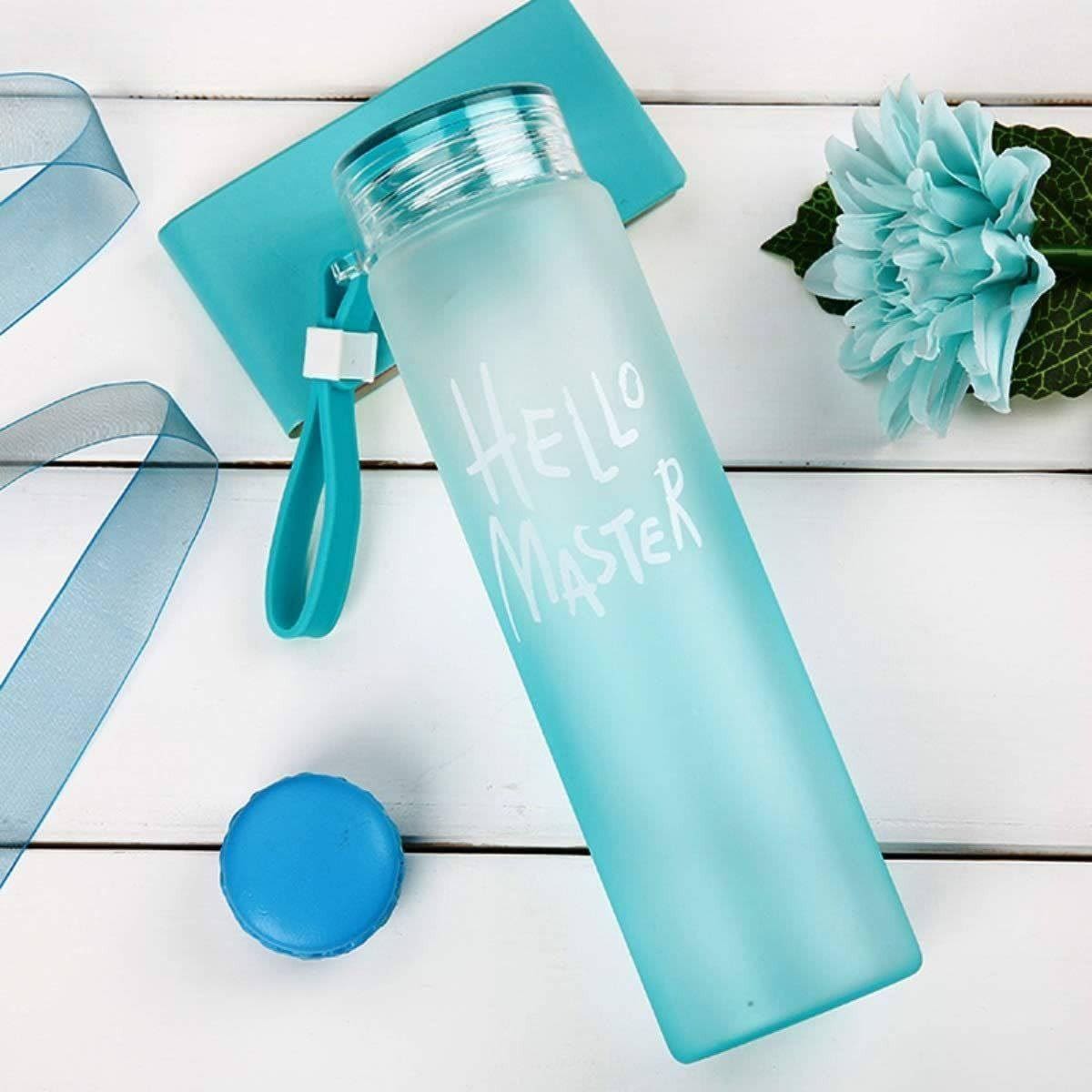 HELLO Master Frosted Glass Water Bottle 480ml