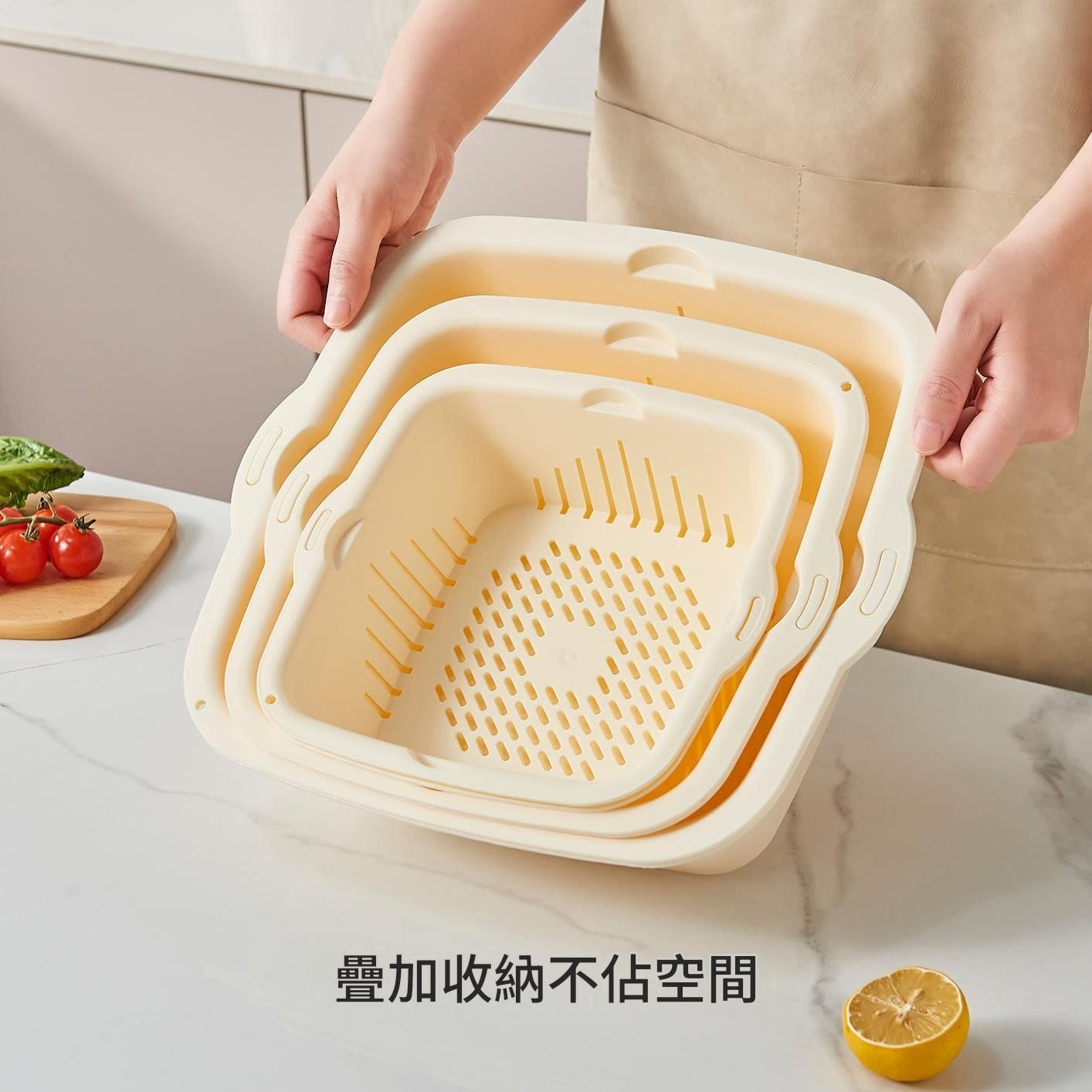 Swift Chikoo 3-Piece Nesting Colander and Drain Bowl Set